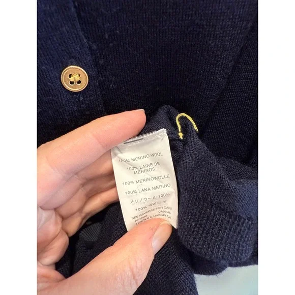 J.Crew Merino Wool Cardigan Sweater Womens XL Navy Blue Gold Buttons - Picture 6 of 6